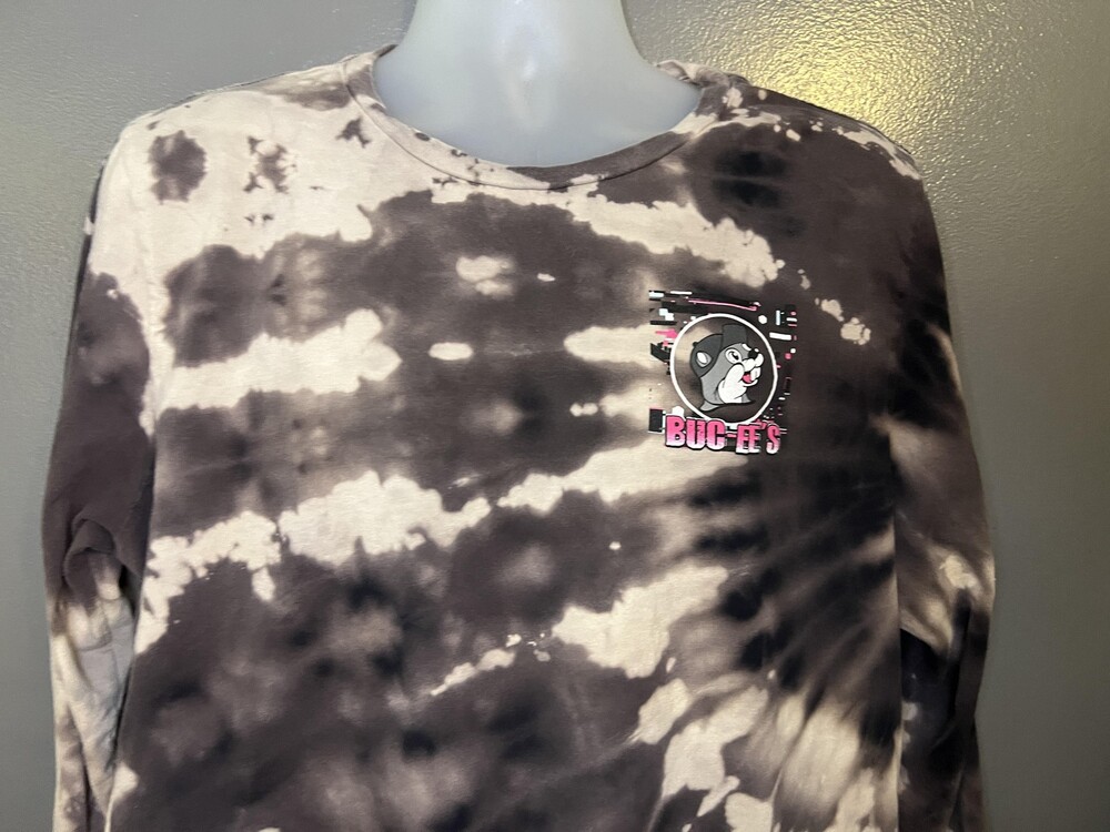 Buc-ee's Shirt Mens XL Brown Tie Dye Long Sleeve Beaver Logo Graphic Tee